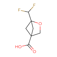Chemical structure of 1-(difluoromethyl)-2-oxabicyclo[2.1.1]hexane-4-carboxylic acid - CSSB03437256433