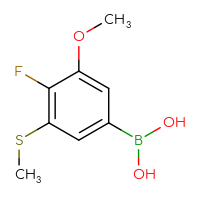 Chemical structure of [4-fluoro-3-methoxy-5-(methylsulfanyl)phenyl]boronic acid - CSSB03439809721