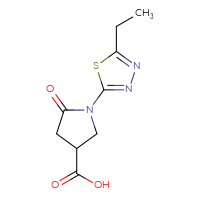 Chemical structure of 1-(5-ethyl-1,3,4-thiadiazol-2-yl)-5-oxopyrrolidine-3-carboxylic acid - CSSB00135526939