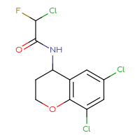 Chemical structure of 2-chloro-N-(6,8-dichloro-3,4-dihydro-2H-1-benzopyran-4-yl)-2-fluoroacetamide - CSSB21332117446