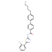 Chemical structure of N-[5-(2-methylphenyl)-1,3,4-thiadiazol-2-yl]-4'-pentyl-[1,1'-biphenyl]-4-carboxamide - CSSB03438595609