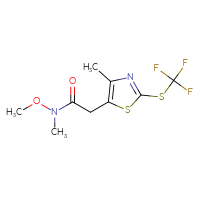Chemical structure of N-methoxy-N-methyl-2-{4-methyl-2-[(trifluoromethyl)sulfanyl]-1,3-thiazol-5-yl}acetamide - CSSB02007451210