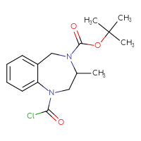 Chemical structure of tert-butyl 1-(carbonochloridoyl)-3-methyl-2,3,4,5-tetrahydro-1H-1,4-benzodiazepine-4-carboxylate - CSSB00157309159