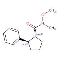 Chemical structure of rac-(1R,2R)-N-methoxy-N-methyl-2-phenylcyclopentane-1-carboxamide - CSSB21291563271
