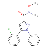 Chemical structure of 5-(2-chlorophenyl)-N-methoxy-N-methyl-1-phenyl-1H-pyrazole-3-carboxamide - CSSB00295768734