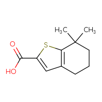 Chemical structure of 7,7-dimethyl-4,5,6,7-tetrahydro-1-benzothiophene-2-carboxylic acid - CSSB00012655376