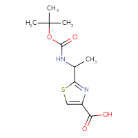 Chemical structure of 2-(1-{[(tert-butoxy)carbonyl]amino}ethyl)-1,3-thiazole-4-carboxylic acid - CSSB00012475961