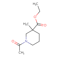 Chemical structure of ethyl 1-acetyl-3-methylpiperidine-3-carboxylate - CSSB12878649990
