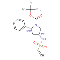 Chemical structure of rac-tert-butyl (2R,4R)-4-ethenesulfonamido-2-phenylpyrrolidine-1-carboxylate - CSSB21332165718