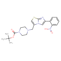 Chemical structure of tert-butyl 4-{[6-(2-nitrophenyl)imidazo[2,1-b][1,3]thiazol-3-yl]methyl}piperazine-1-carboxylate - CSSB20621213045