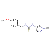 Chemical structure of 1-[(4-methoxyphenyl)methyl]-3-(1-methyl-1H-pyrazol-4-yl)thiourea - CSSB02016202372