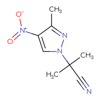Chemical structure of 2-methyl-2-(3-methyl-4-nitro-1H-pyrazol-1-yl)propanenitrile - CSSB02516459744