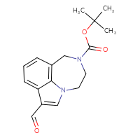 Chemical structure of tert-butyl 3-formyl-1,10-diazatricyclo[6.4.1.0⁴,¹³]trideca-2,4,6,8(13)-tetraene-10-carboxylate - CSSB00010296020