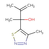 Chemical structure of 3-methyl-2-(4-methyl-1,2,3-thiadiazol-5-yl)but-3-en-2-ol - CSSB21246265041