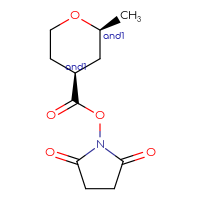 Chemical structure of rac-2,5-dioxopyrrolidin-1-yl (2R,4R)-2-methyloxane-4-carboxylate - CSSB20620684942