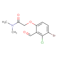 Chemical structure of 2-(4-bromo-3-chloro-2-formylphenoxy)-N,N-dimethylacetamide - CSSB20466670324