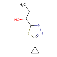 Chemical structure of 1-(5-cyclopropyl-1,3,4-thiadiazol-2-yl)propan-1-ol - CSSB02126530588