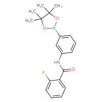 Chemical structure of 2-fluoro-N-[3-(4,4,5,5-tetramethyl-1,3,2-dioxaborolan-2-yl)phenyl]benzamide - CSSB00018105728