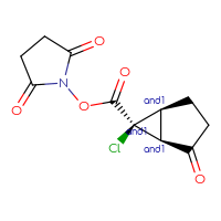 Chemical structure of rac-2,5-dioxopyrrolidin-1-yl (1R,5R,6R)-6-chloro-2-oxobicyclo[3.1.0]hexane-6-carboxylate - CSSB20620686677