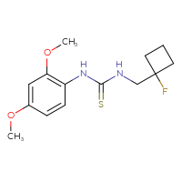 Chemical structure of 1-(2,4-dimethoxyphenyl)-3-[(1-fluorocyclobutyl)methyl]thiourea - CSSB21432510118