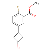Chemical structure of methyl 2-fluoro-5-(3-oxocyclobutyl)benzoate - CSSB15546410351