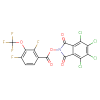 Chemical structure of 4,5,6,7-tetrachloro-1,3-dioxo-2,3-dihydro-1H-isoindol-2-yl 2,4-difluoro-3-(trifluoromethoxy)benzoate - CSSB20269788899