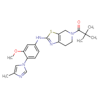 Chemical structure of 1-(2-{[3-methoxy-4-(4-methyl-1H-imidazol-1-yl)phenyl]amino}-4H,5H,6H,7H-[1,3]thiazolo[5,4-c]pyridin-5-yl)-2,2-dimethylpropan-1-one - CSSB00020637862