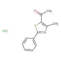 Chemical structure of 1-(4-methyl-2-phenyl-1,3-thiazol-5-yl)ethan-1-one hydrochloride - CSSB00025739398