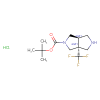 Chemical structure of rac-tert-butyl (3aR,6aR)-3a-(trifluoromethyl)-octahydropyrrolo[3,4-c]pyrrole-2-carboxylate hydrochloride - CSSB20620673526