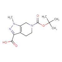Chemical structure of 6-[(tert-butoxy)carbonyl]-1-methyl-1H,4H,5H,6H,7H-pyrazolo[3,4-c]pyridine-3-carboxylic acid - CSSB00021484522