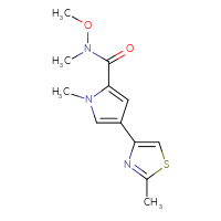 Chemical structure of N-methoxy-N,1-dimethyl-4-(2-methyl-1,3-thiazol-4-yl)-1H-pyrrole-2-carboxamide - CSSB00045054160