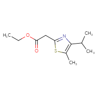 Chemical structure of ethyl 2-[5-methyl-4-(propan-2-yl)-1,3-thiazol-2-yl]acetate - CSSB00000692457
