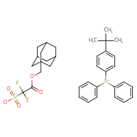 Chemical structure of (4-tert-butylphenyl)diphenylsulfanium 2-[(adamantan-1-yl)methoxy]-1,1-difluoro-2-oxoethane-1-sulfonate - CSSB15546410355