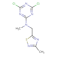 Chemical structure of 4,6-dichloro-N-methyl-N-[(3-methyl-1,2,4-thiadiazol-5-yl)methyl]-1,3,5-triazin-2-amine - CSSB02524149619