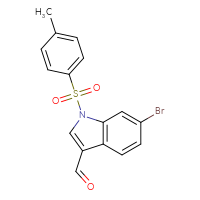 Chemical structure of 6-bromo-1-(4-methylbenzenesulfonyl)-1H-indole-3-carbaldehyde - CSSB21332129745