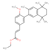 Chemical structure of ethyl (2E)-3-[4-methoxy-3-(3,5,5,8,8-pentamethyl-5,6,7,8-tetrahydronaphthalen-2-yl)phenyl]prop-2-enoate - CSSB06645079266