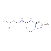 Chemical structure of 1-(3-bromo-1-methyl-1H-pyrazol-5-yl)-3-(3-methylbutyl)thiourea - CSSB21432511118