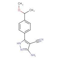 Chemical structure of 3-amino-5-[4-(1-methoxyethyl)phenyl]-1H-pyrazole-4-carbonitrile - CSSB21253045961