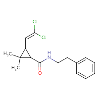 Chemical structure of 3-(2,2-dichloroethenyl)-2,2-dimethyl-N-(2-phenylethyl)cyclopropane-1-carboxamide - CSSB00026734845
