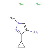 Chemical structure of 3-cyclopropyl-1-methyl-1H-pyrazol-4-amine dihydrochloride - CSSB00102953906