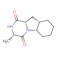 Chemical structure of (3S,5aS,9aS,10aS)-3-methyl-dodecahydropyrazino[1,2-a]indole-1,4-dione - CSSB00043435340