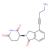 Chemical structure of (3S)-3-[4-(4-aminobut-1-yn-1-yl)-1-oxo-2,3-dihydro-1H-isoindol-2-yl]piperidine-2,6-dione - CSSB21511091602