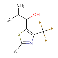 Chemical structure of 2-methyl-1-[2-methyl-4-(trifluoromethyl)-1,3-thiazol-5-yl]propan-1-ol - CSSB21246434961