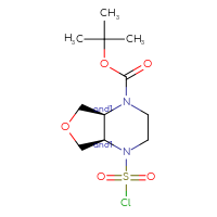 Chemical structure of rac-tert-butyl (4aR,7aS)-4-(chlorosulfonyl)-octahydrofuro[3,4-b]pyrazine-1-carboxylate - CSSB21291563648