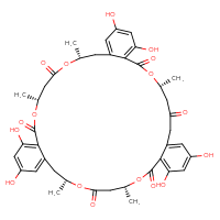 Chemical structure of (4R,16R,20R,30R,34R)-10,12,24,26,38,40-hexahydroxy-4,16,20,30,34-pentamethyl-3,15,19,29,33-pentaoxatetracyclo[34.4.0.0⁸,¹³.0²²,²⁷]tetraconta-1(40),8,10,12,22,24,26,36,38-nonaene-2,6,14,18,28,32-hexone - CSSB20621661718