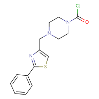 Chemical structure of 4-[(2-phenyl-1,3-thiazol-4-yl)methyl]piperazine-1-carbonyl chloride - CSSB21224773820