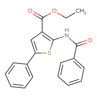 Chemical structure of ethyl 2-benzamido-5-phenylthiophene-3-carboxylate - CSSB00105608129