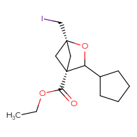 Chemical structure of ethyl (1r,4r)-3-cyclopentyl-1-(iodomethyl)-2-oxabicyclo[2.1.1]hexane-4-carboxylate - CSSB14813058878