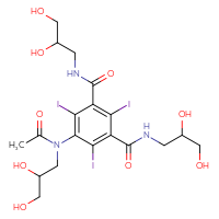 Chemical structure of N1,N3-bis(2,3-dihydroxypropyl)-5-[N-(2,3-dihydroxypropyl)acetamido]-2,4,6-triiodobenzene-1,3-dicarboxamide - CSSB00000053777