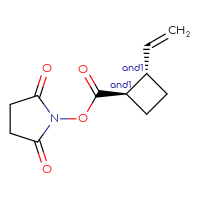 Chemical structure of rac-2,5-dioxopyrrolidin-1-yl (1R,2S)-2-ethenylcyclobutane-1-carboxylate - CSSB17484214208
